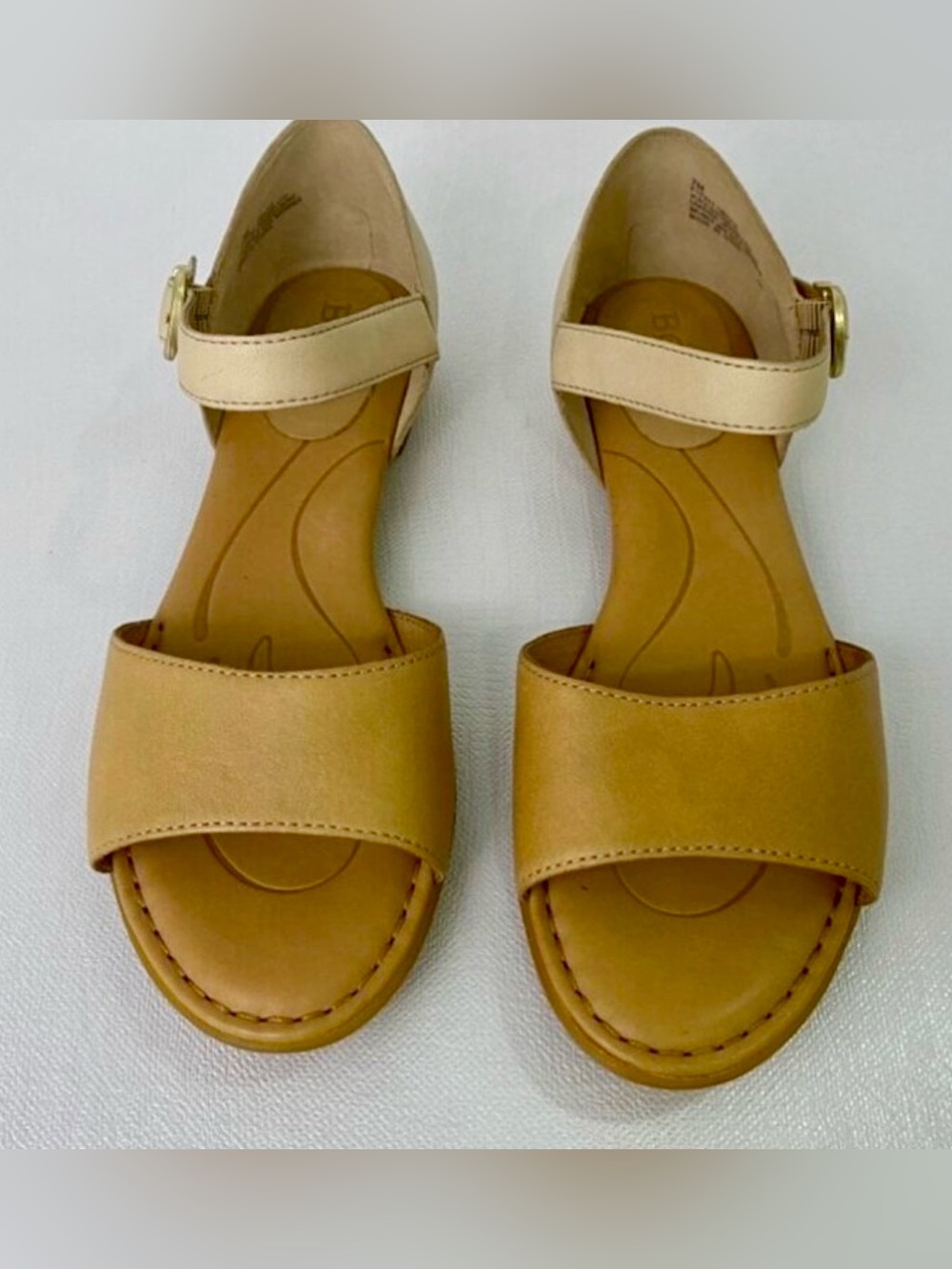 Born Two-Tone Ankle Strap Sandals in Beige and Tan